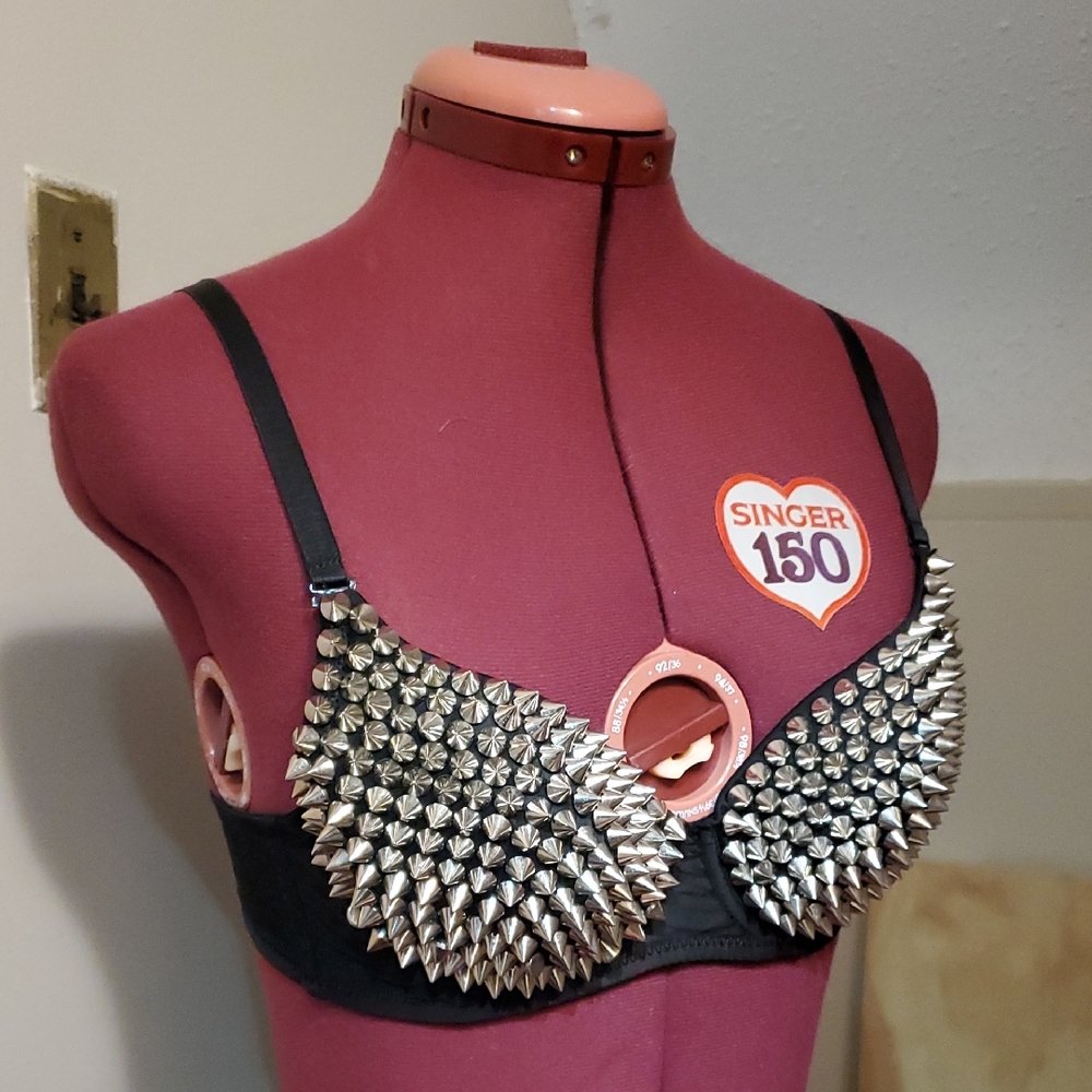 Black Bra with Silver Spikes